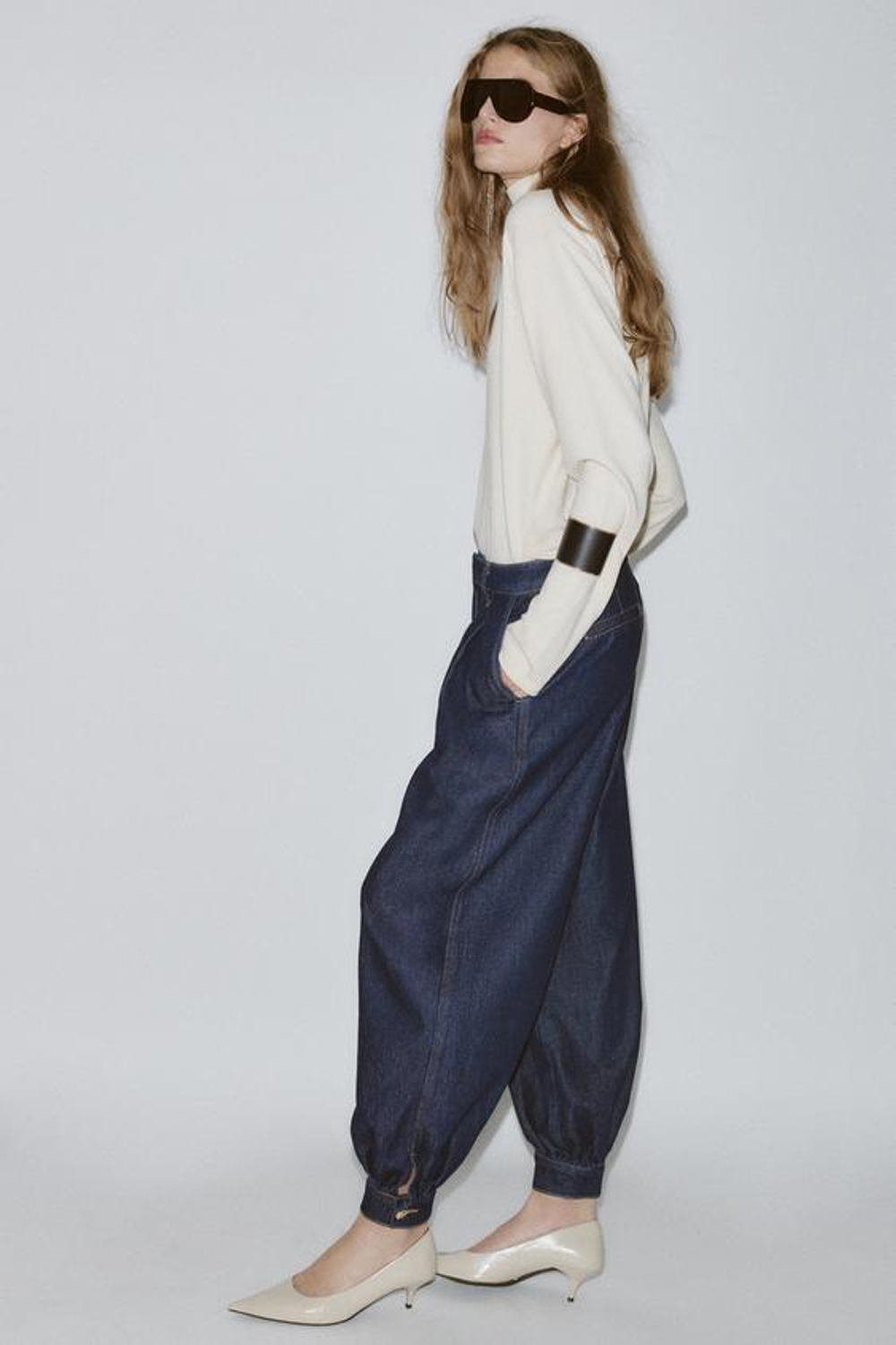 ZARA ДЖИНСЫ-БАГГИ, СИНИЙ