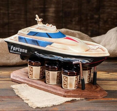 Набор для коньяка "Катер", 8 предметов, 1,3/0.05 л