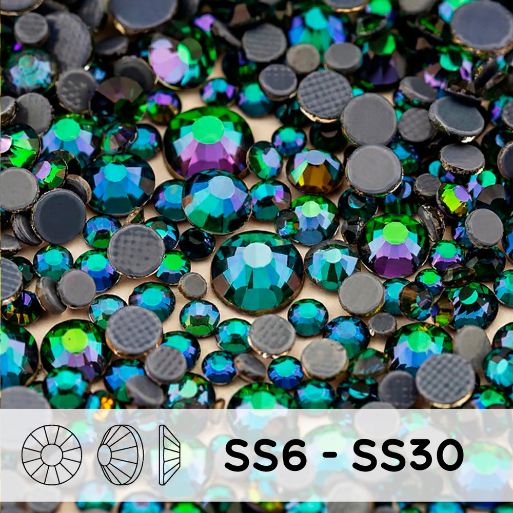 Стразы mix ss6-ss30 Green Flare