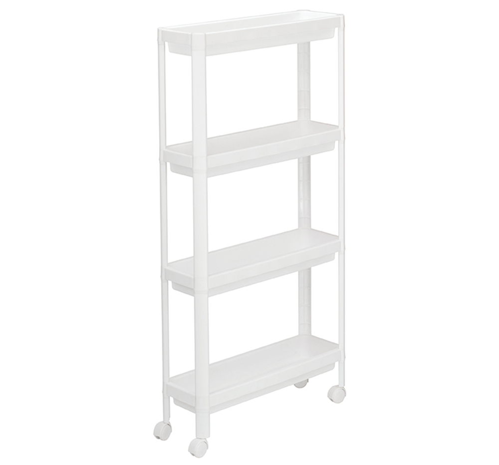 Этажерка узкая на колесах (4 секции) 530x170x180 полки с бортиками М2705