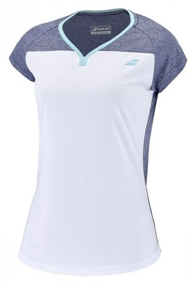 Футболка для девочки теннисная Babolat Play Cap Sleeve Top Girl - white/blue heather