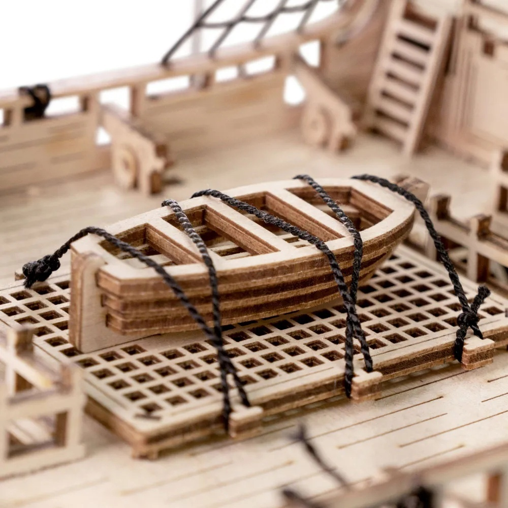 Корабль "Утренняя Звезда - 2" (Lemmo). Бежевые паруса, Сборная модель, деревянный конструктор, 3D пазл, подарки, хобби, короблестроение, судомоделизм, белые паруса