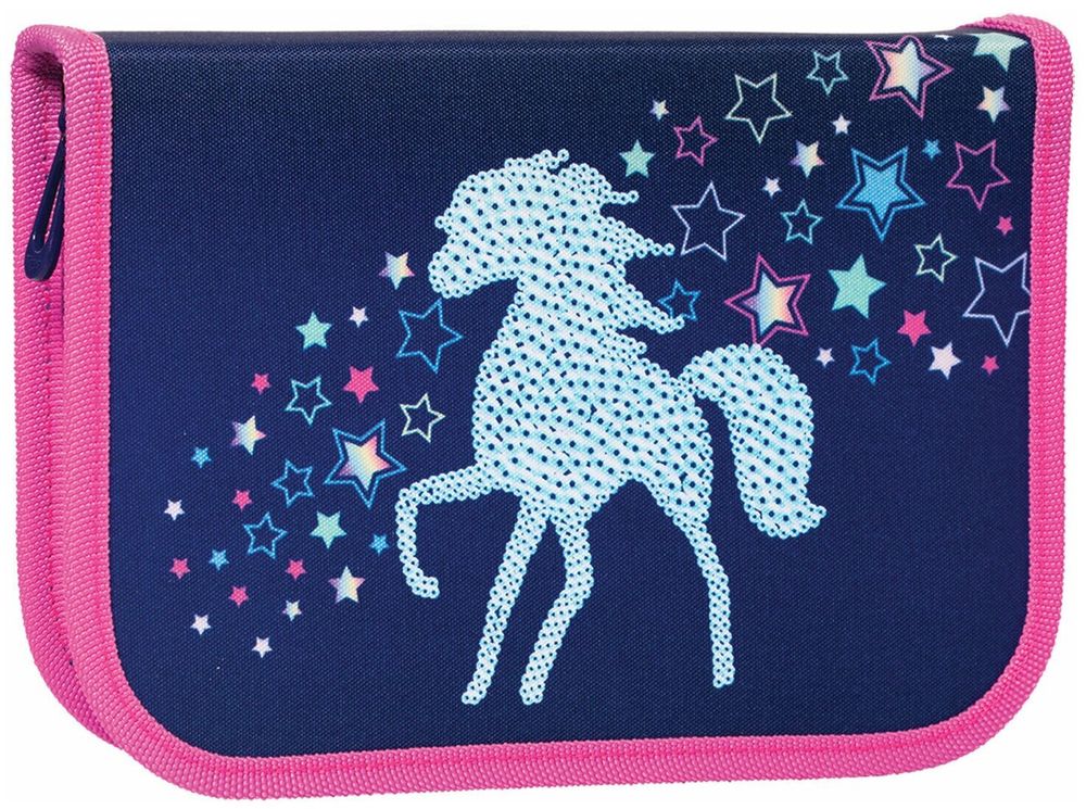 Пенал TIGER FAMILY с наполнением, 1 отделение, откидная планка, 23 предмета, "Rainbow Horse", 20х14х4 см, 228919, TGET-016C1