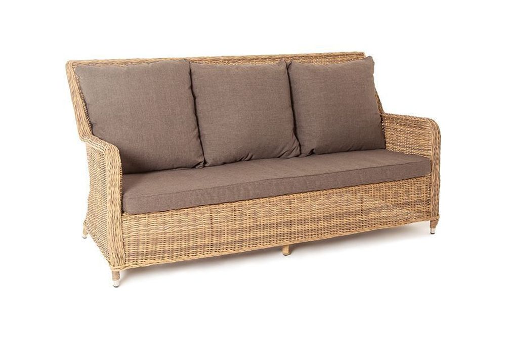 "Гляссе" диван трехместный из искусственного ротанга, цвет соломенный