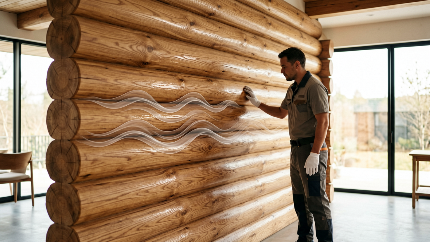 Живое дерево движется: как эластичная пропитка защищает оцилиндрованное бревно от усадки и сохраняет эстетику.