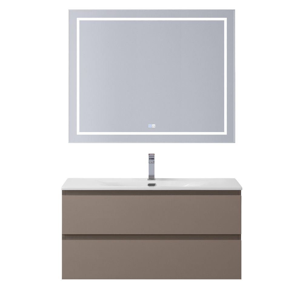 Тумба с раковиной подвесная BelBagno KRAFT-1000-2C-SO-CO Бежевый матовый, раковина белая BB-8099-100