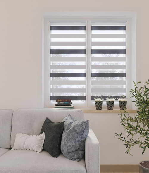 Рулонные шторы День-Ночь Серо-белый