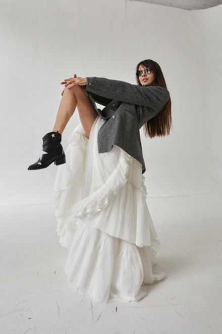 Пышная юбка макси из шелка