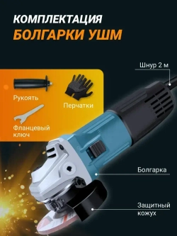 Болгарка электрическая УШМ с регулировкой оборотов 125, шлифовальная машинка