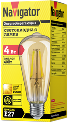Лампа светодиодная Эдисона Navigator F-ST64 4Вт Е27 2500K 29338