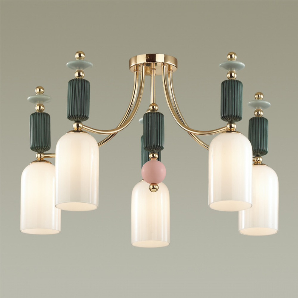 Люстра потолочная Odeon Light Classic Candy 4861/5C керамика/стекло 455х710мм, E14 5*40W, IP20