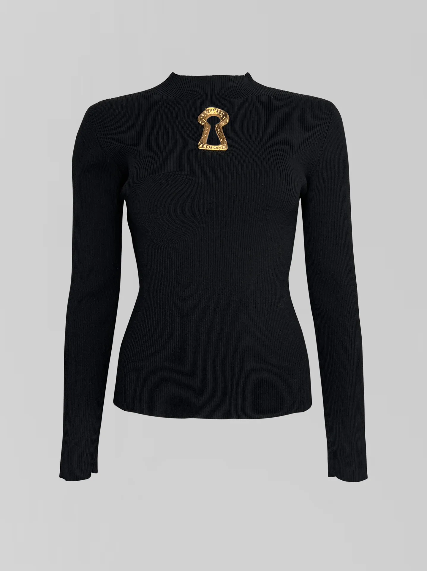 Свитер 7025 однотонный в рубчик с металлической вставкой