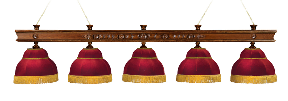 Лампа Ампир 5пл. ясень (№4,бархат зеленый,бахрома желтая,фурнитура золото)