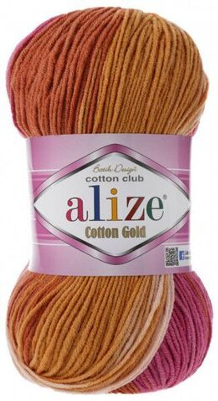Коттон голд батик (Cotton gold batik) пряжа Alize 55%хлопок 45%акрил 5х100г/330м (7107)