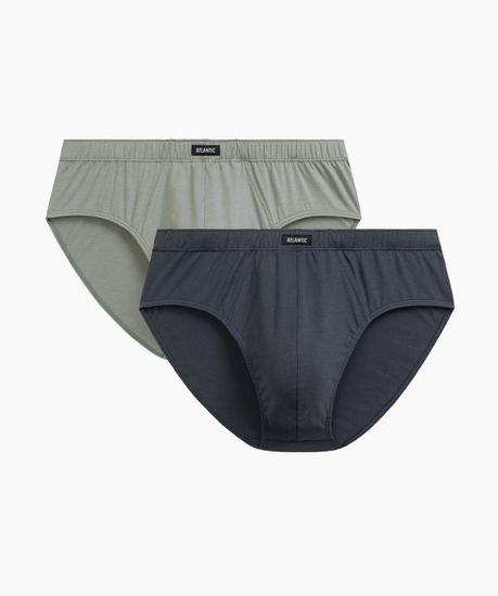 Мужские трусы (2шт) слипы классика Atlantic 2RMP-006, хлопок, светло-зеленый + графитовый