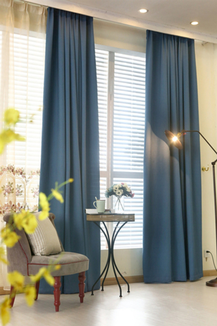 Штора рогожка блэкаут синие. 200 х 270 см. В комплекте - 1 шт. AO/91-13