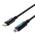 USB-C - Lightning Кабель Baseus Lit Button-Control Charging+Data 20W 1-2m - Cosmic Black