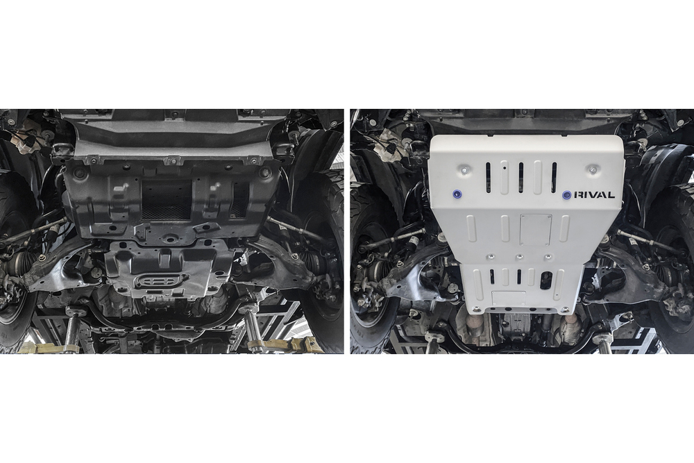 Защита картера Rival для Toyota 4Runner V (V - 4.0) 4WD 2013-н.в./Toyota Land Cruiser Prado 150 (V - 2.7; 2.8D; 3.0D; 4.0) 4WD 2009-2020 2020-н.в., алюминий 6 мм, с крепежом, штампованная, 2333.9542.1.6