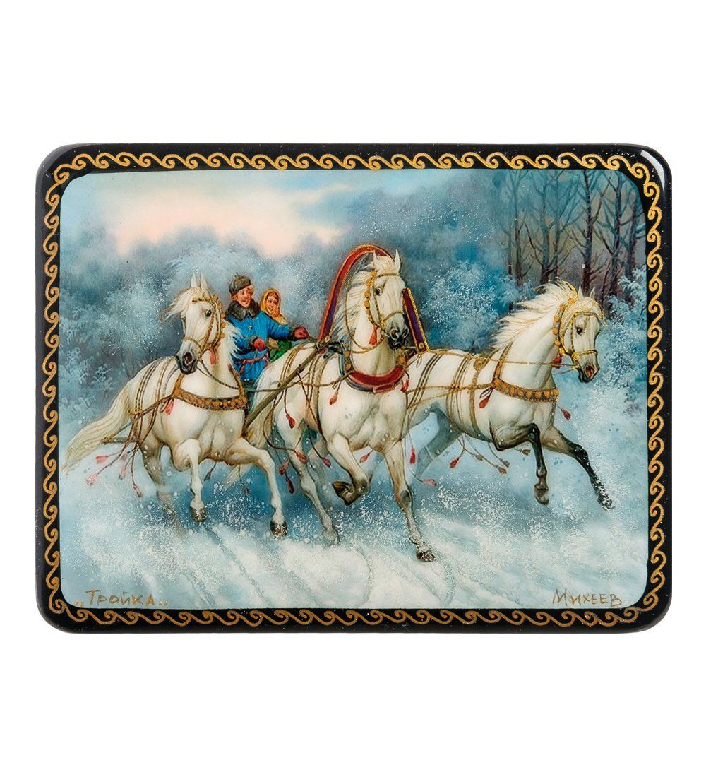 ШК-19/15-A Шкатулка в технике декупаж «Тройка» (10х8х3,5)