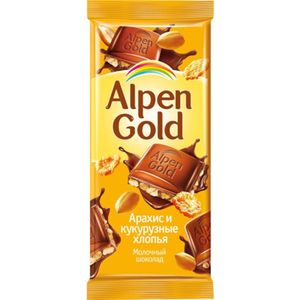 ШОКОЛАД ALPEN GOLD АРАХИС И КУКУРУЗНЫЕ ХЛОПЬЯ 90ГР