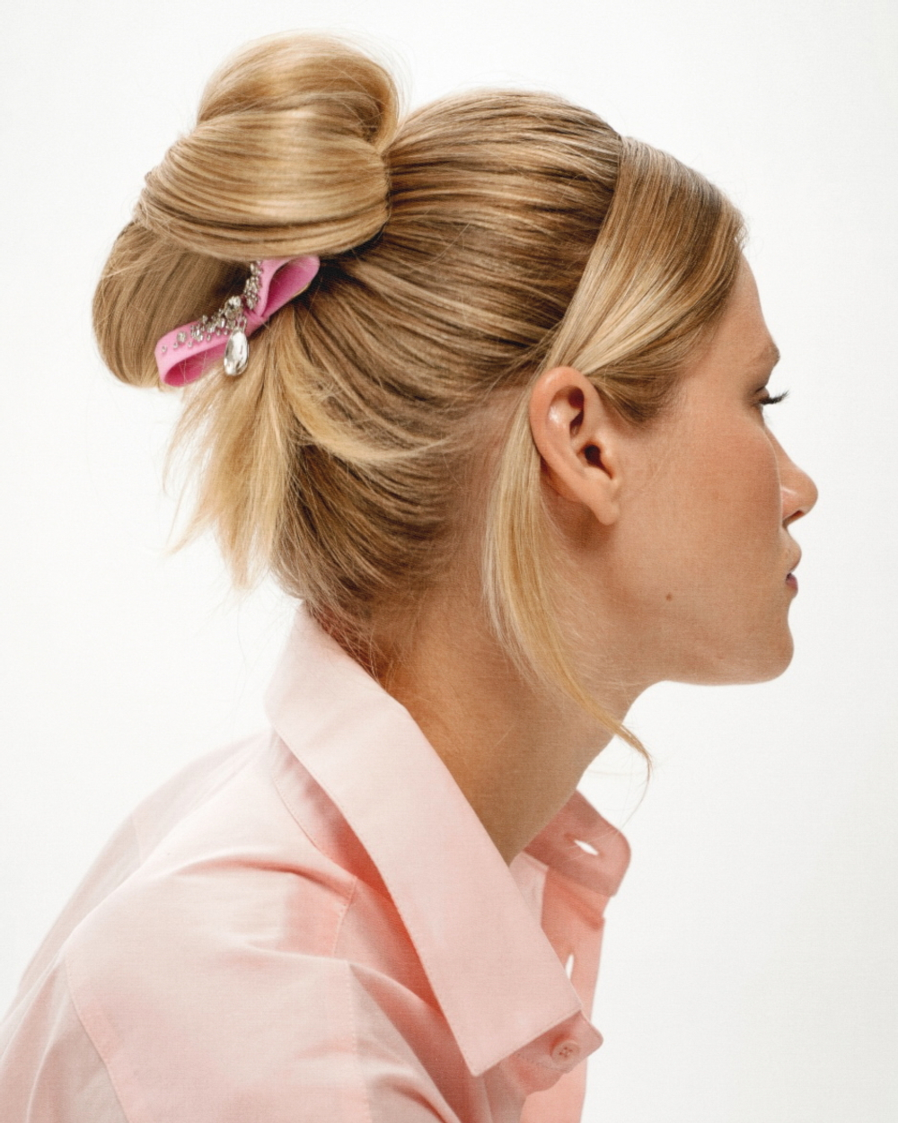 Бант "Стрекоза" розовый с декором