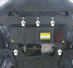 Защита картера двигателя, КПП (2 мм, сталь) для Haval H2 2015-2020 Motodor.63103