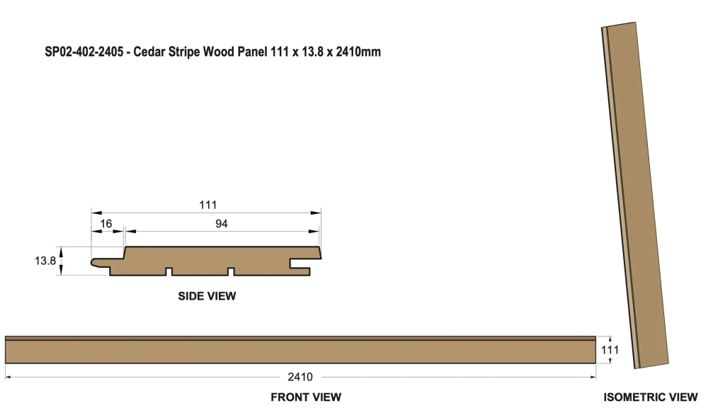 SAWO Вагонка кедр 13.8x111x2410мм, (упак 8 шт.), SP02-402-2405