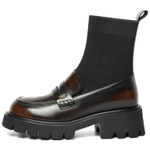 BELLE Cow Leather Ankle Boots 5cm Women"s Black, Burgundy