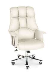 Кресло офисное  Президент  сталь + хром  слоновая кость экокожа