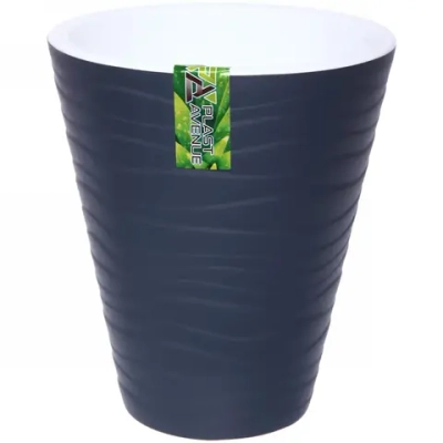 Кашпо для цветов пластиковое 5,2л d-21,5см «Валенсия» со вставкой антрацит