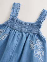 Комбинезон джинсовый с вышивкой для девочки Next E79-578, Синий