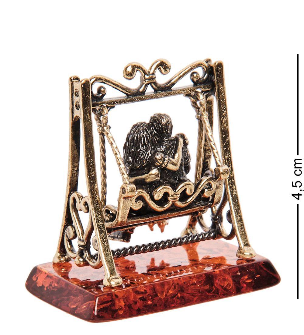 Народные промыслы AM-3282 Фигурка «Парочка на качелях» (латунь, янтарь)