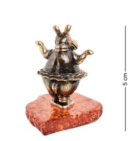 Народные промыслы AM- 792 Фигурка «Бегемотик Глория» (латунь, янтарь)