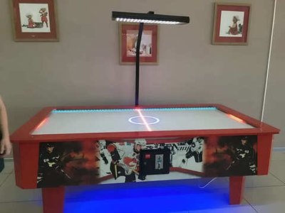 Аэрохоккей Premium комплектация (220*120*75 см.) стальное поле + лампа + доп. подсветка