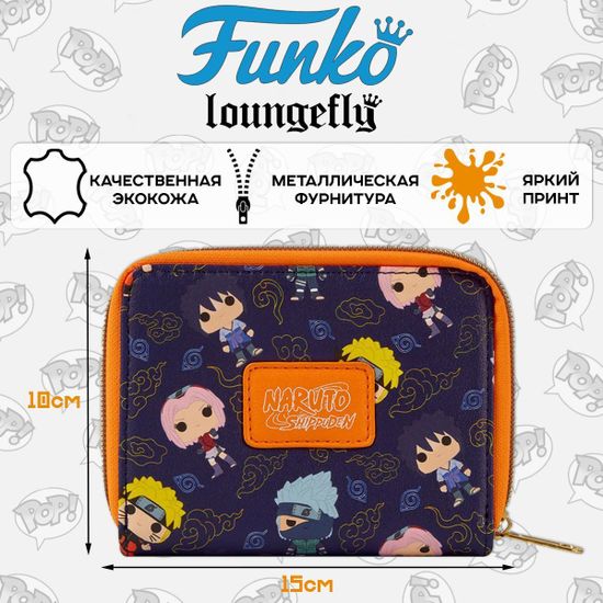 Кошелек Loungefly POP Naruto Shippuden Team AOP Zip Around Wallet / Кошелёк по мотивам аниме "Наруто: Ураганные хроники"