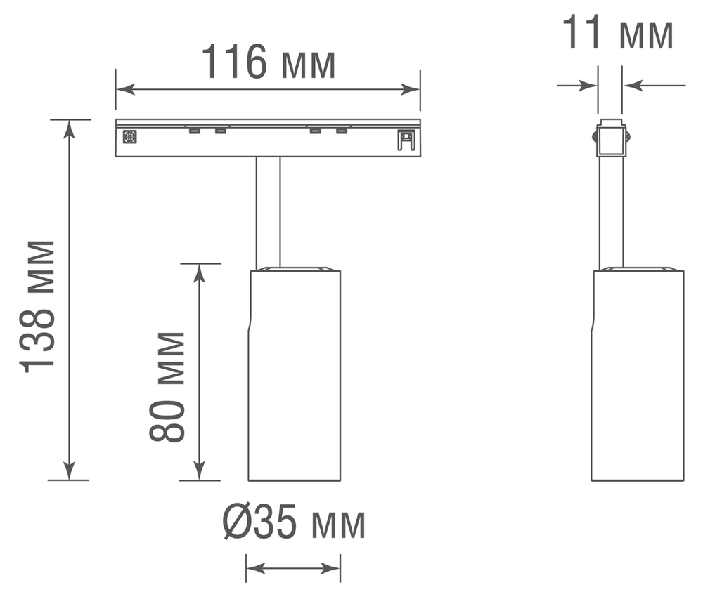 Led светильник Slim Line,   Alpha,  DC 48В 5Вт,  D35xL80 мм,  360Лм,  36°,  3000К,  недиммируемый,  IP20,  Ra&gt;90,  черный