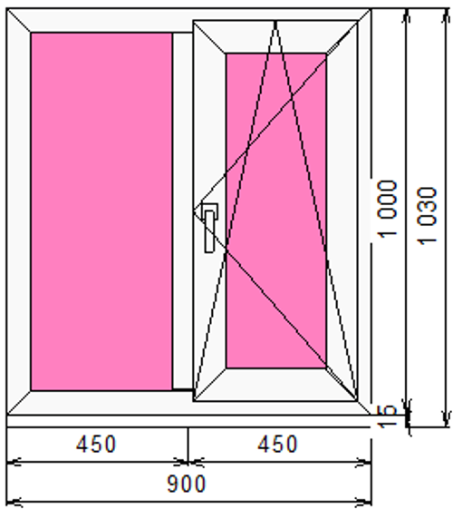 Пластиковое окно 1000 х 900 ТермА Эко