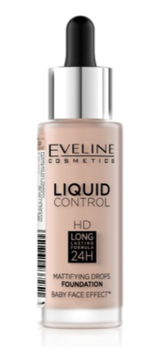 EVELINE ИННОВАЦИОННАЯ ЖИДКАЯ ТОНАЛЬНАЯ ОСНОВА №020 - ROSE BEIGE серии LIQUID CONTROL, 32мл