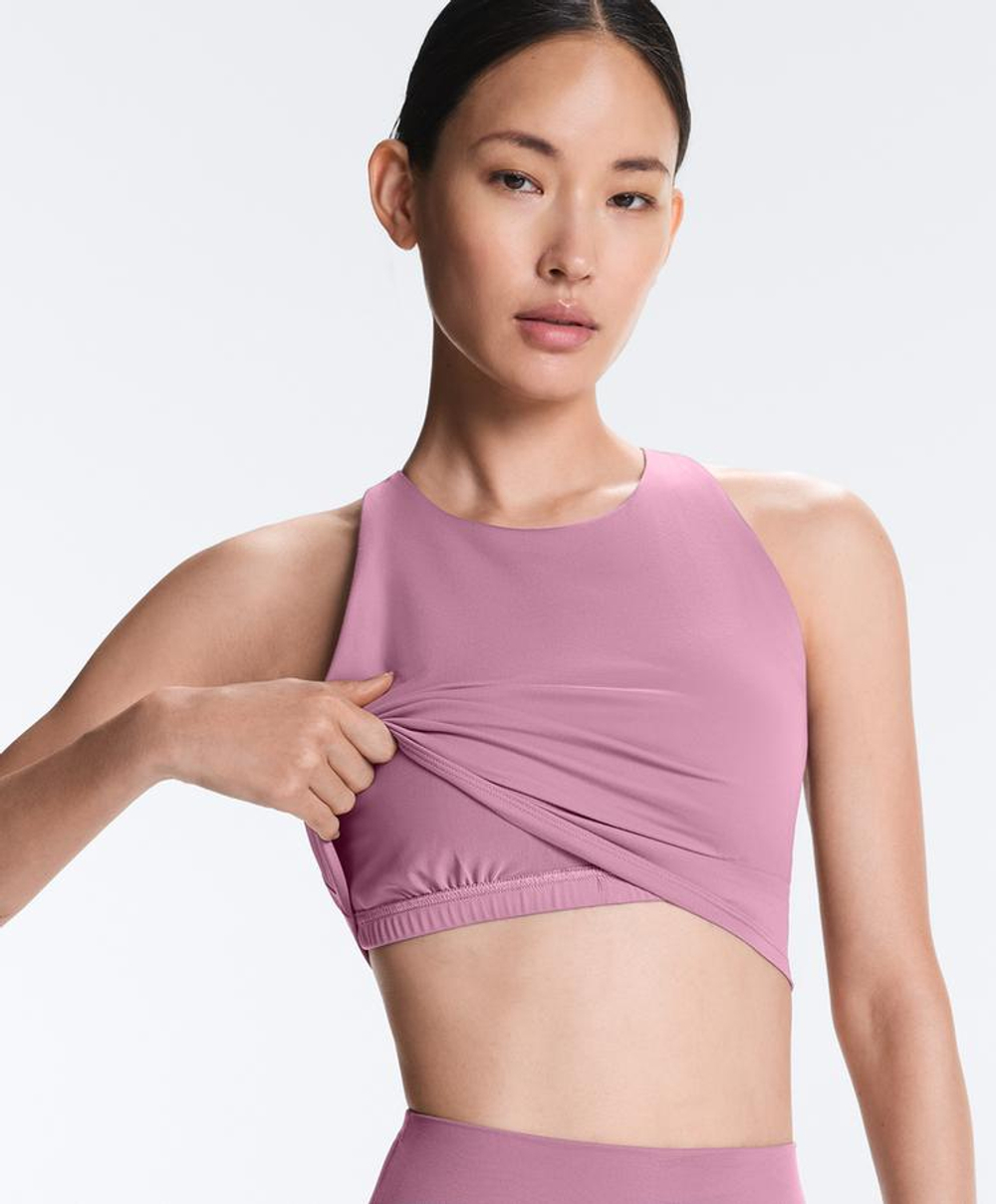 Oysho Майка Comfortlux с чашками и полосками на спине, лиловый