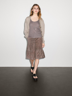 Massimo Dutti Кардиган оверсайз из 100% кашемира с V-образным вырезом, кротово-коричневый