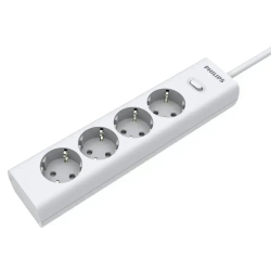 Сетевой фильтр удлинитель Philips CHP2145WC/51 с четырьмя стандартными розетками EU, с заземлением и защитой от перегрузок, 5 м, белый