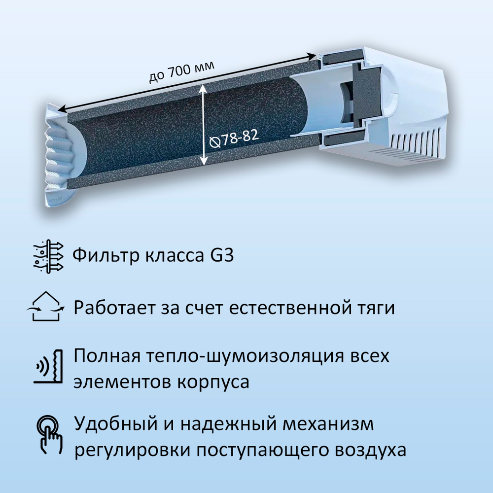 Приточный клапан вентиляционный стеновой NovaPLUS-LITE