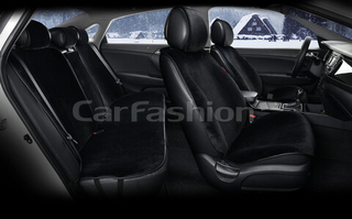 Накидки сидений МЕХ иск - ПОЛНЫЙ с подголовн CarFashion (к-т) -"MUTON PLUS" 22313 - черный