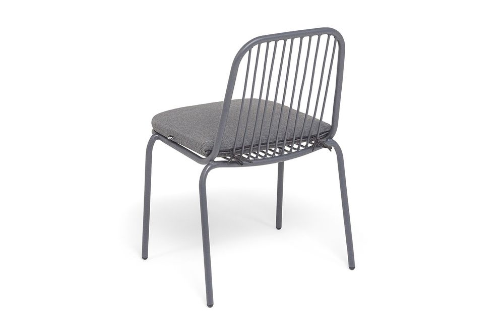 "Кастелло" стул плетеный из роупа, каркас из стали темно-серый (RAL7024) муар, ткань темно-серая 027