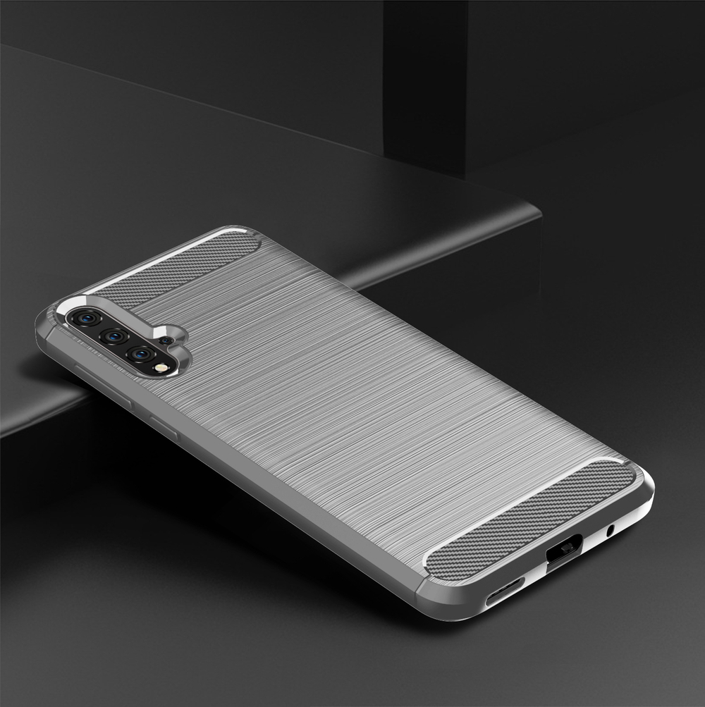 Чехол для Huawei Nova 5 (Nova 5 Pro) цвет Gray (серый), серия Carbon от Caseport