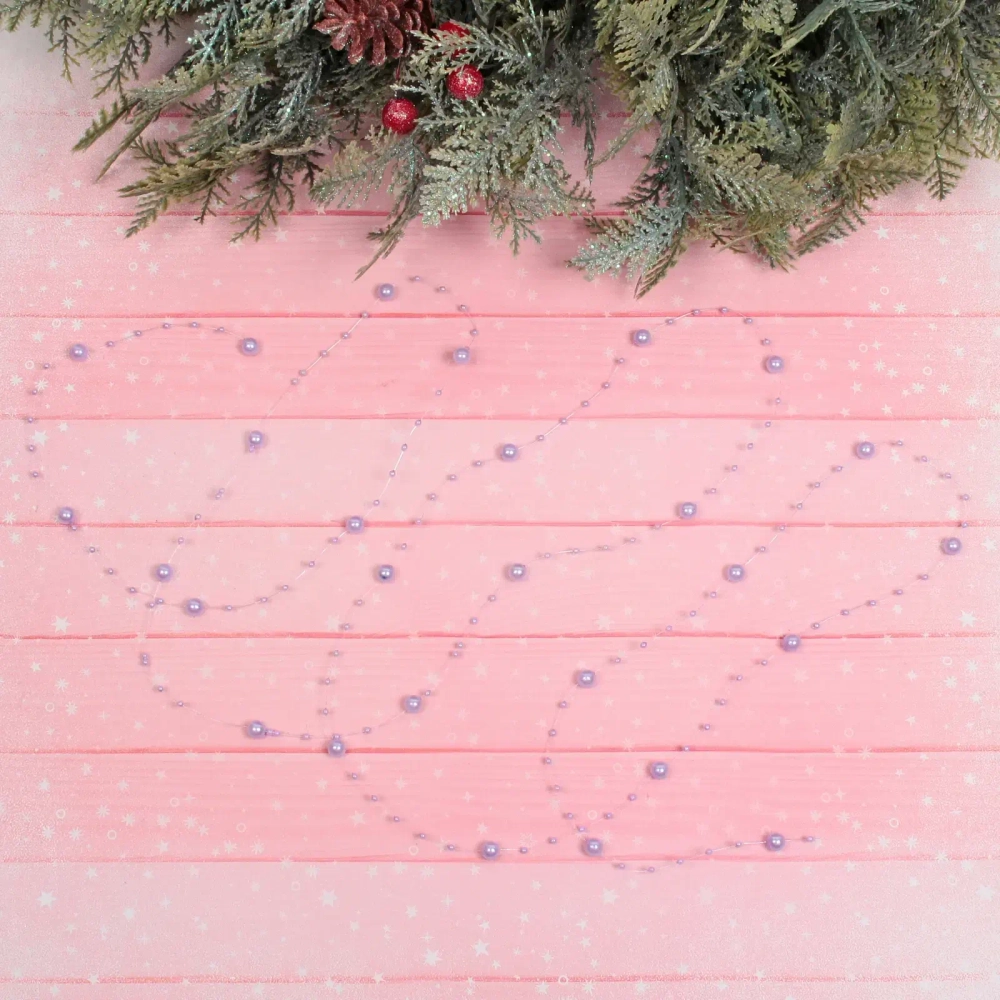 Бусы на ёлку 2м «Роса» d-7,5мм, Лаванда