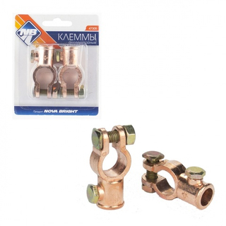 Клеммы АКБ "+-" Nova Bright 47305 Прямые крепл Трубка (блист)  к-т  (ВТ 10)