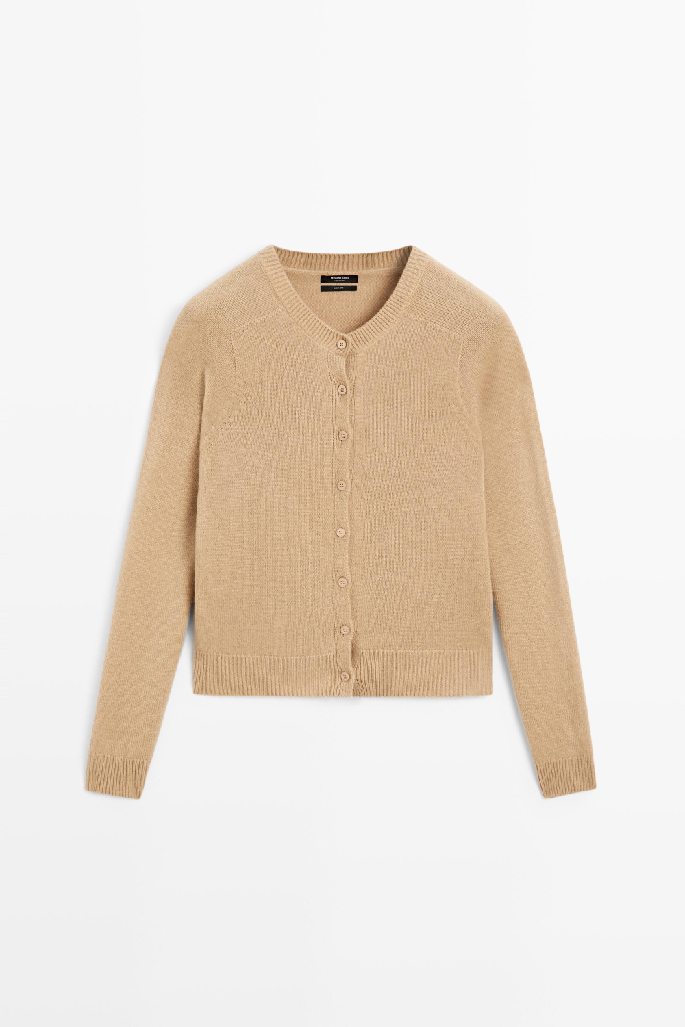 Massimo Dutti Укороченный кардиган из 100% кашемира, цвет верблюжьей шерсти