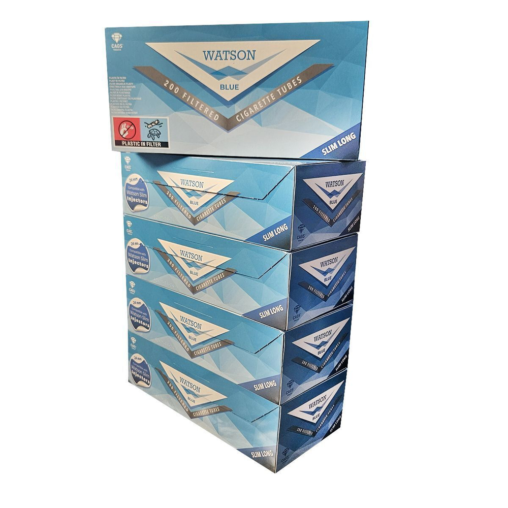 Гильзы для сигарет "Watson" Slim Blue Extra Long 24мм 5x200шт