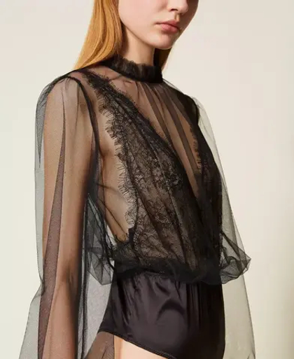 TWINSET Боди кружевное из тюля
